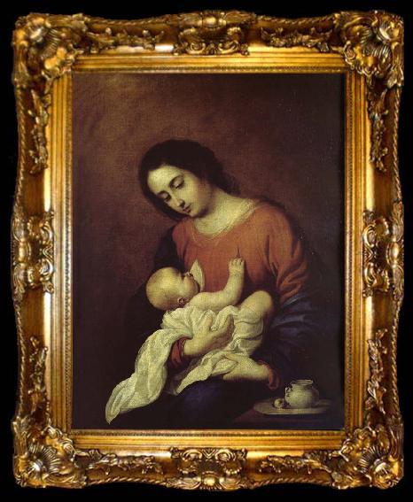 framed  Francisco de Zurbaran The Virgin Mary and Christ, ta009-2